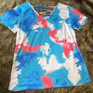 Boutique tie-dye shirt with cute neckline